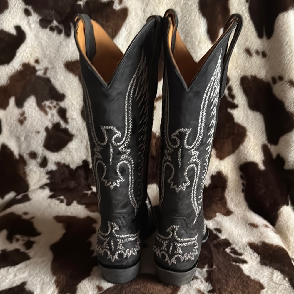 Old Gringo Black Western Cowboy Boots with Silver Eagle Embroidery - Picture 5 of 8